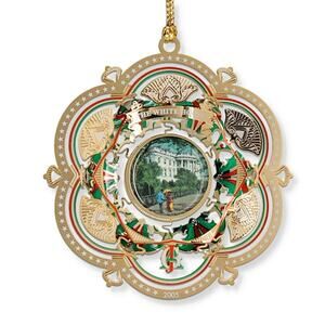 Vintage Chemart Christmas Ornament 2005 White House 24K Gold Finished Brass